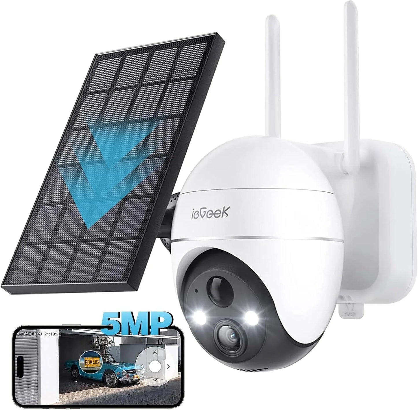 IEGEEK 5MP Wireless Outdoor WiFi Surveillance Camera With Solar Power