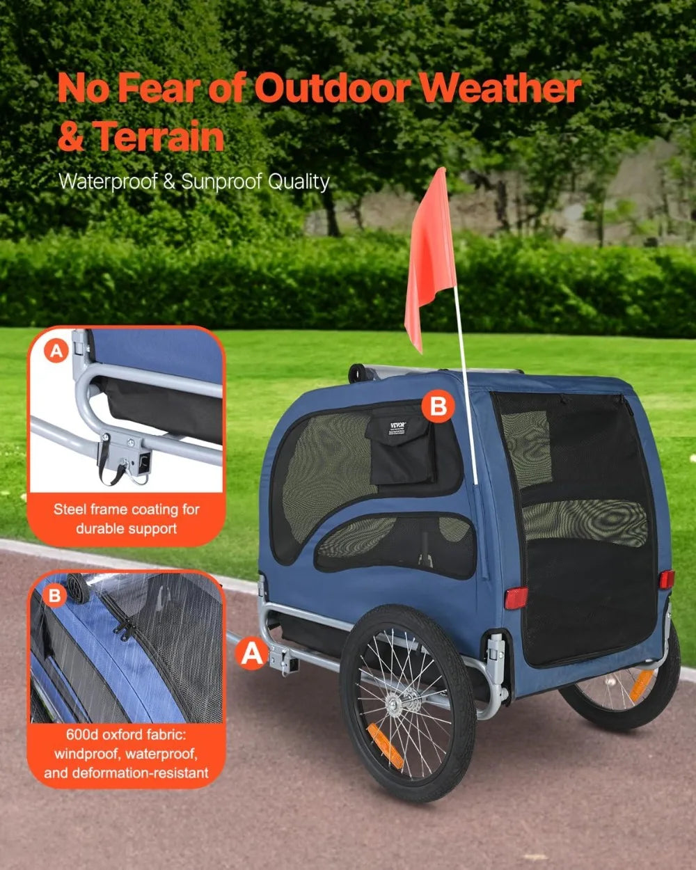 XMSJ Dog Bike Trailer With Universal Coupler And Reflectors