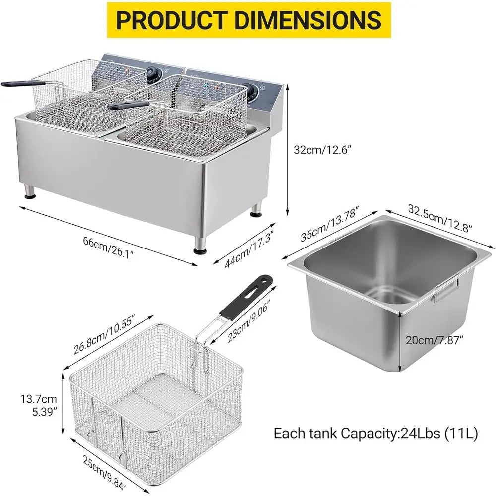 RBXC Twin Electric Deep Fryer With Two Baskets