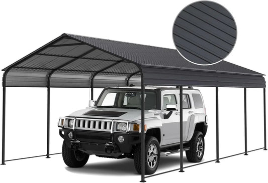 Heavy Duty Metal Carport With Rainproof Canopy Galvanized Roof