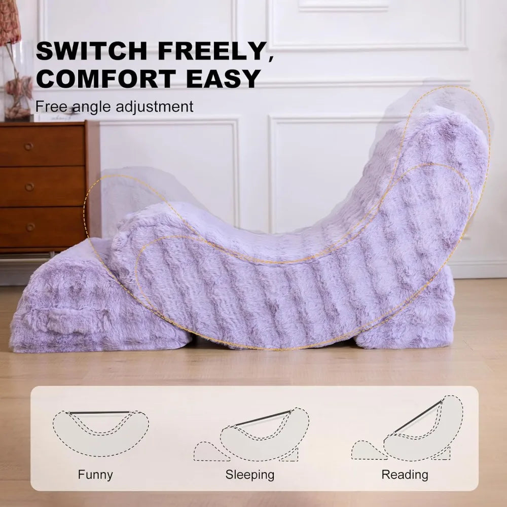 Memory Foam Bean Bag Chair With Adjustable Backrest Detachable Footrest