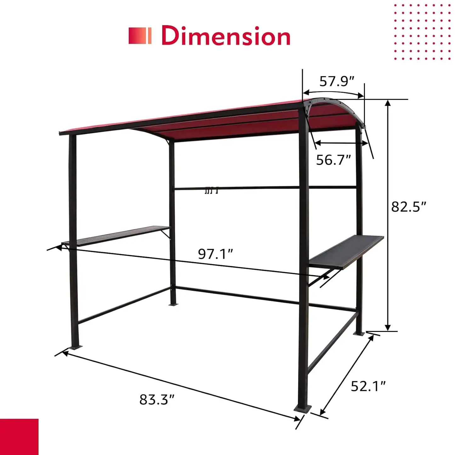 Grill Gazebo Patio BBQ Canopy With Metal Shelves