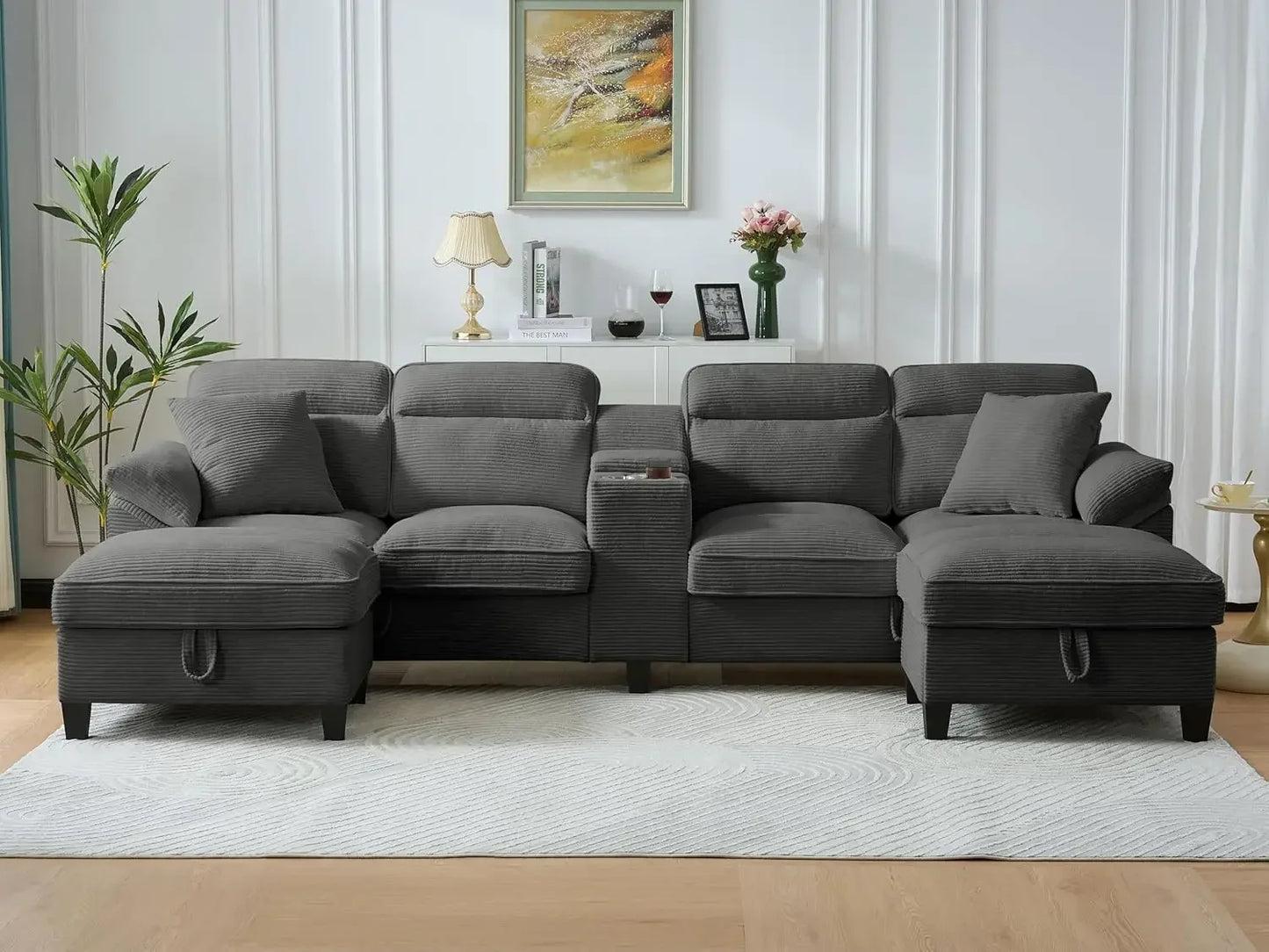 GUANGBAI U Shaped Cloud Couch Sectionals Modern Oversized Modular Sofa