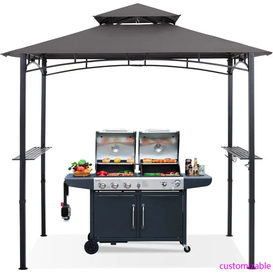 XMSJ Grill Gazebo Shelter With LED Light Outdoor Canopy