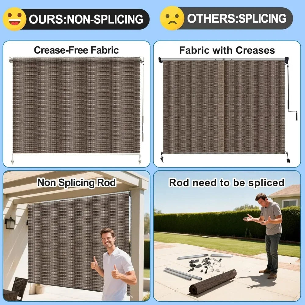 XMSJ Outdoor Roller Shade Cordless Patio Blinds