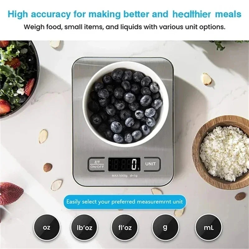 Kitchen Digital Scale Portable With LCD Display USB Charging