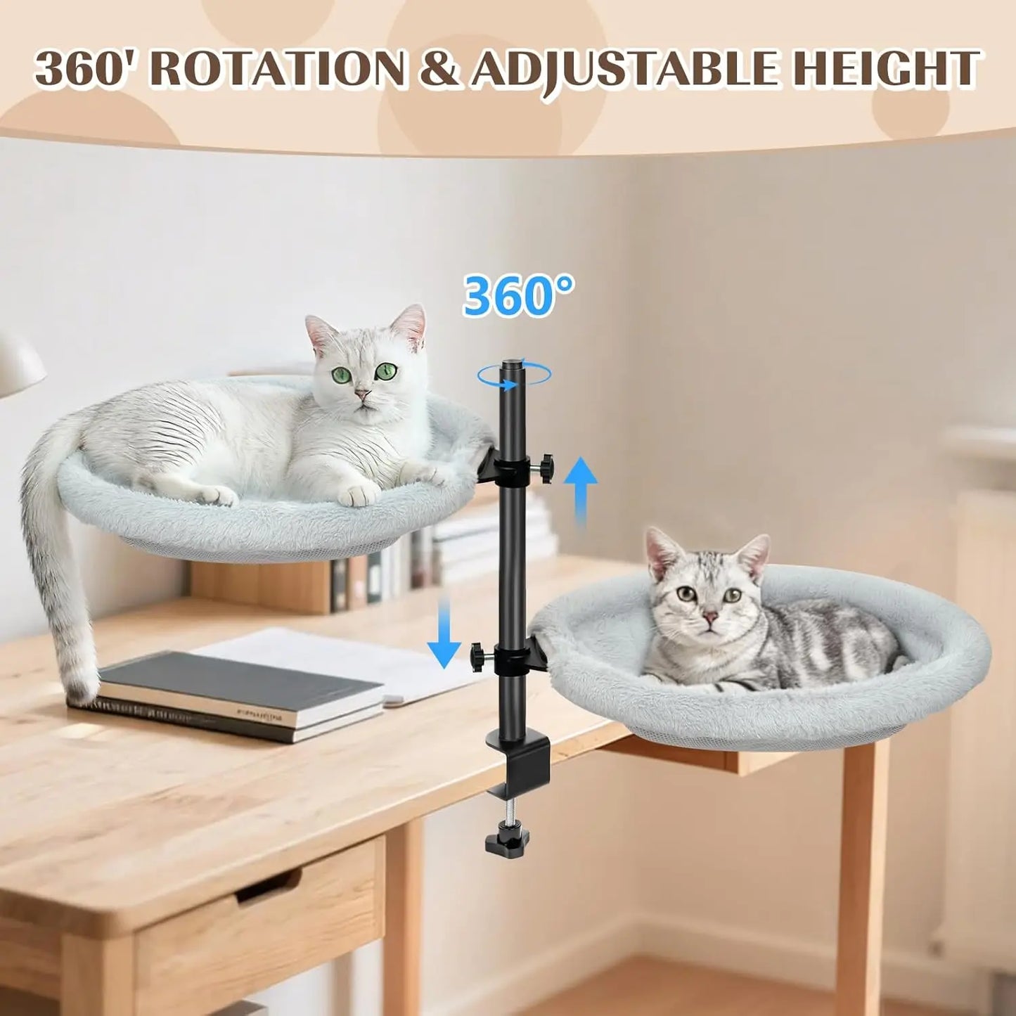 XMSJ Cat Bed for Desk 360 Rotating Height Adjustable