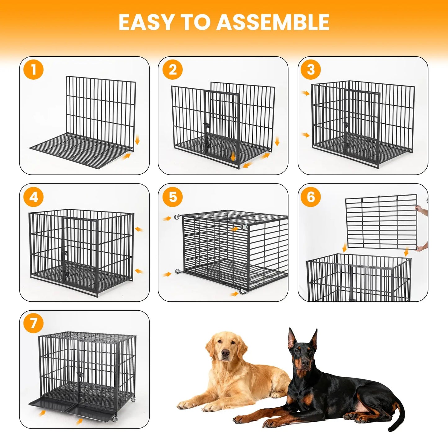 HiMISS Heavy Duty Escape-Proof Metal Dog Crate with Three Doors