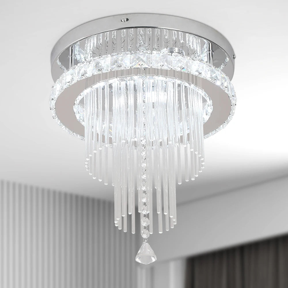 Deckrico Drop Crystal Pendant Light Chandelier For Living Room