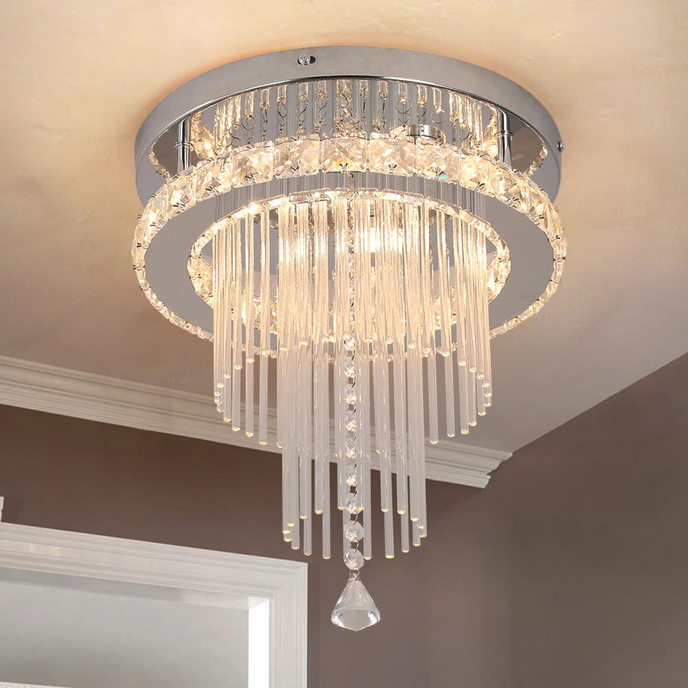 Deckrico Drop Crystal Pendant Light Chandelier For Living Room