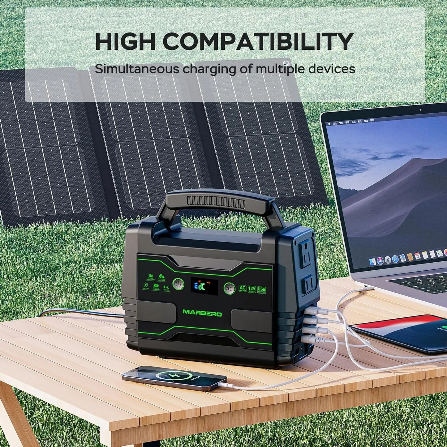 155Wh Solar Generator With 2 AC Outlets Portable Power Station