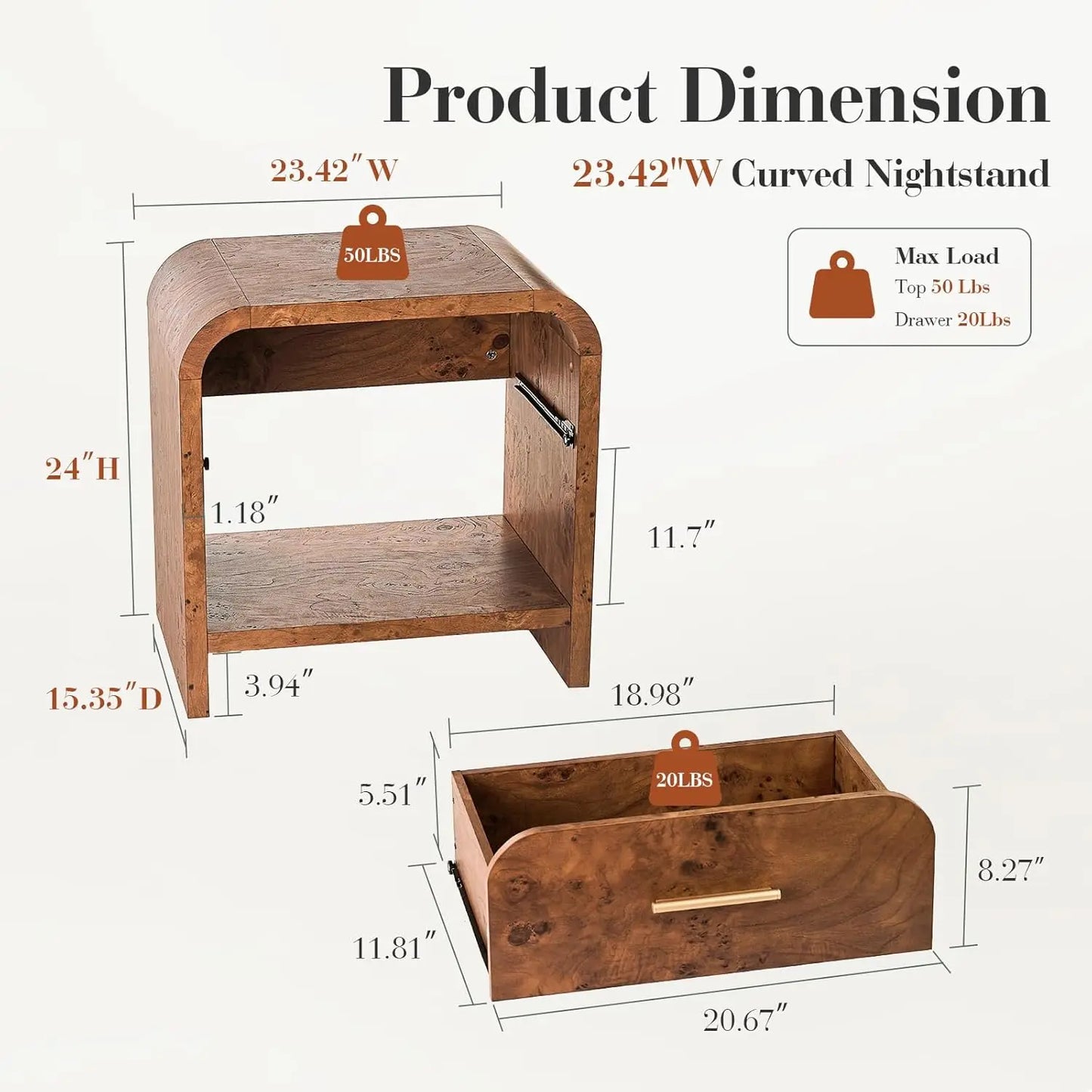 Two FSC Certified Nightstands With One Drawer And One Shelf