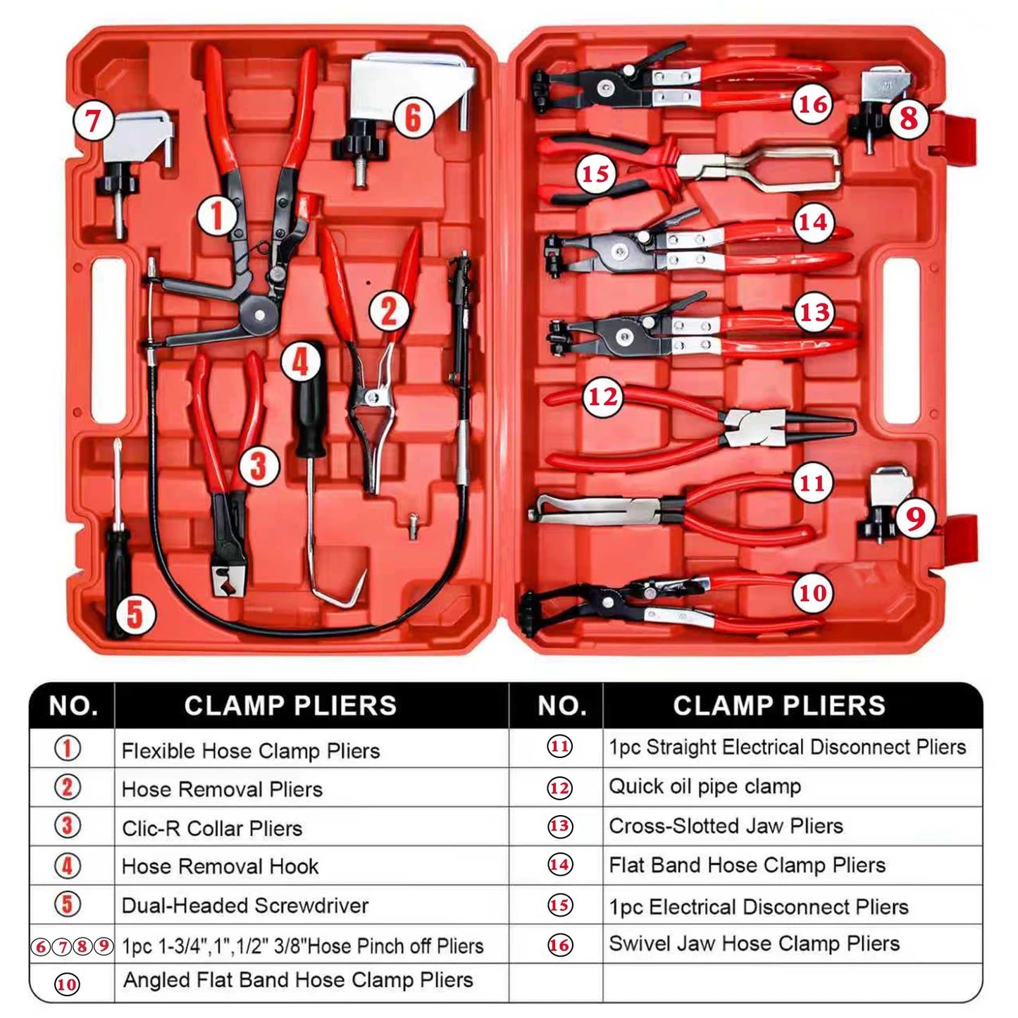 NIUXIANGDIY Hose Clamp Pliers Tool Set 16Pcs For Automotive