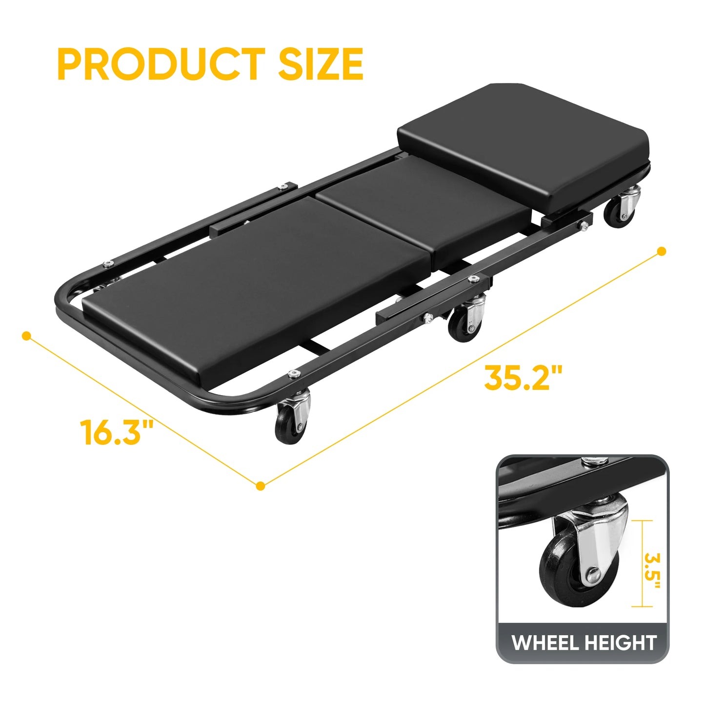 Deli 2 In 1 Z Creeper Seat Folding Mechanic Stool 300 Lb Capacity