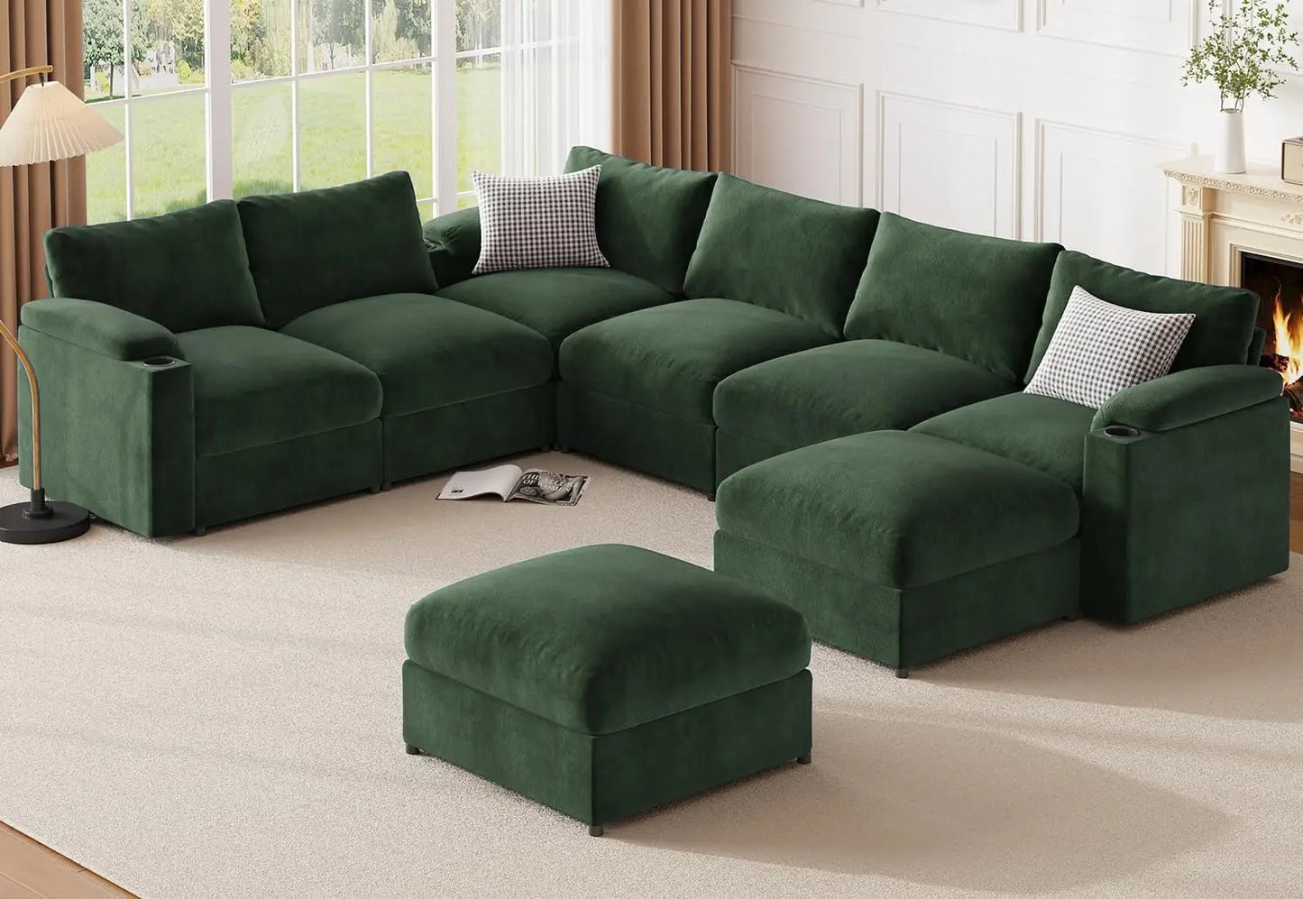 Velvet Modular Sectional Sofa U Shaped Sleeper Couch Living Room