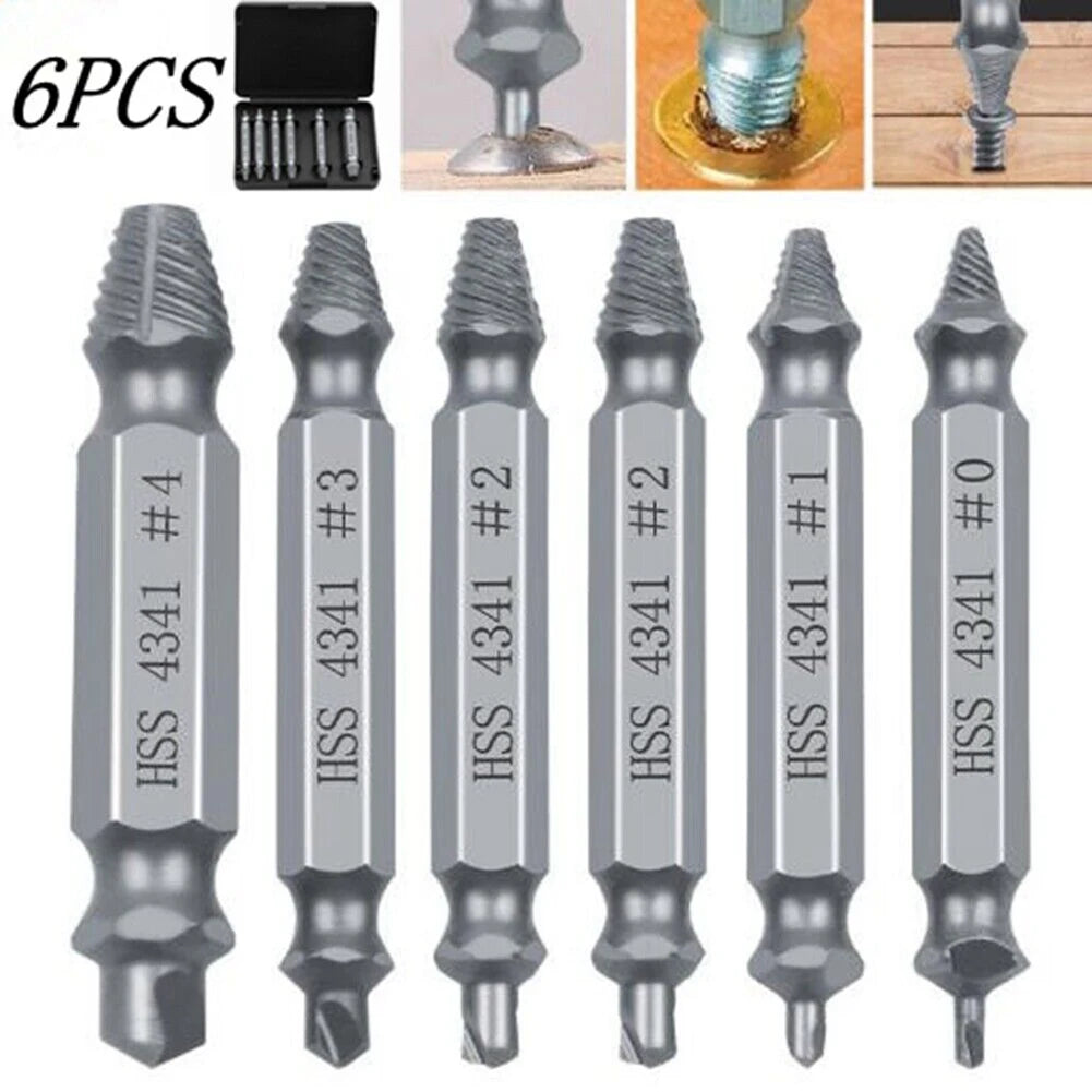 6-Piece Damaged Screw Extractor Set For Breakage Removal