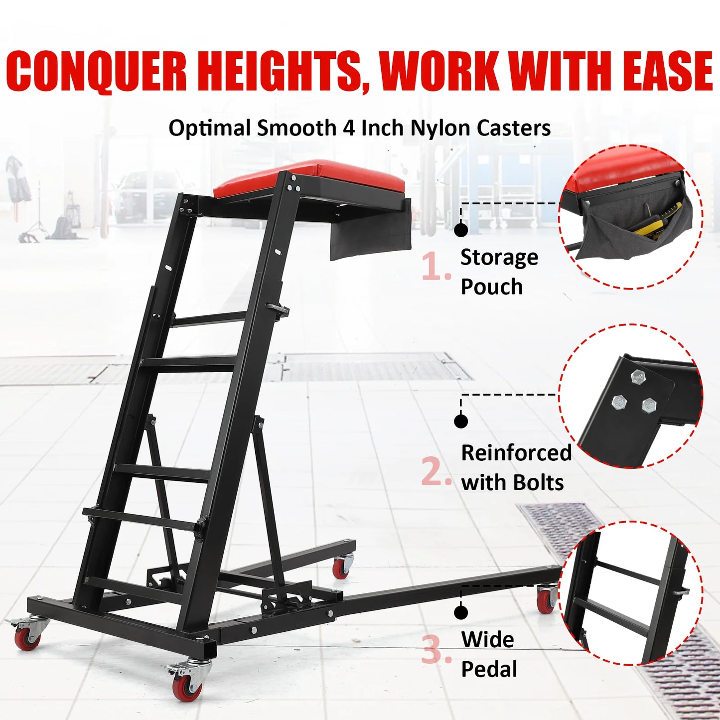 Garage Shop Engine Creeper Foldable Heavy Duty Adjustable Height