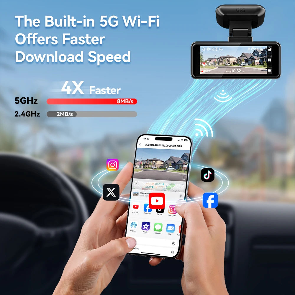 REDTIGER Dash Cam 4K With Built In GPS Night Vision