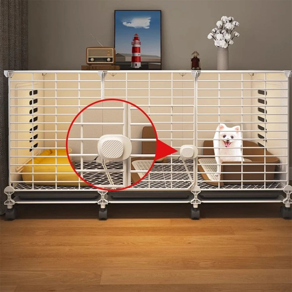 NONE Dog Kennel End Table With Wheels Tray Wired Cage