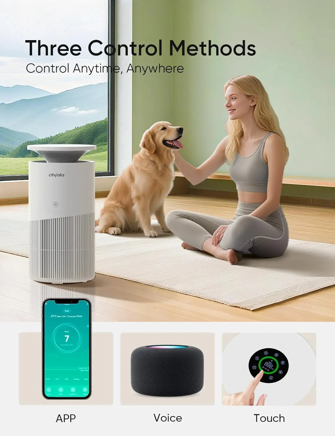 Room Air Purifier With H13 True HEPA For Pets WiFi