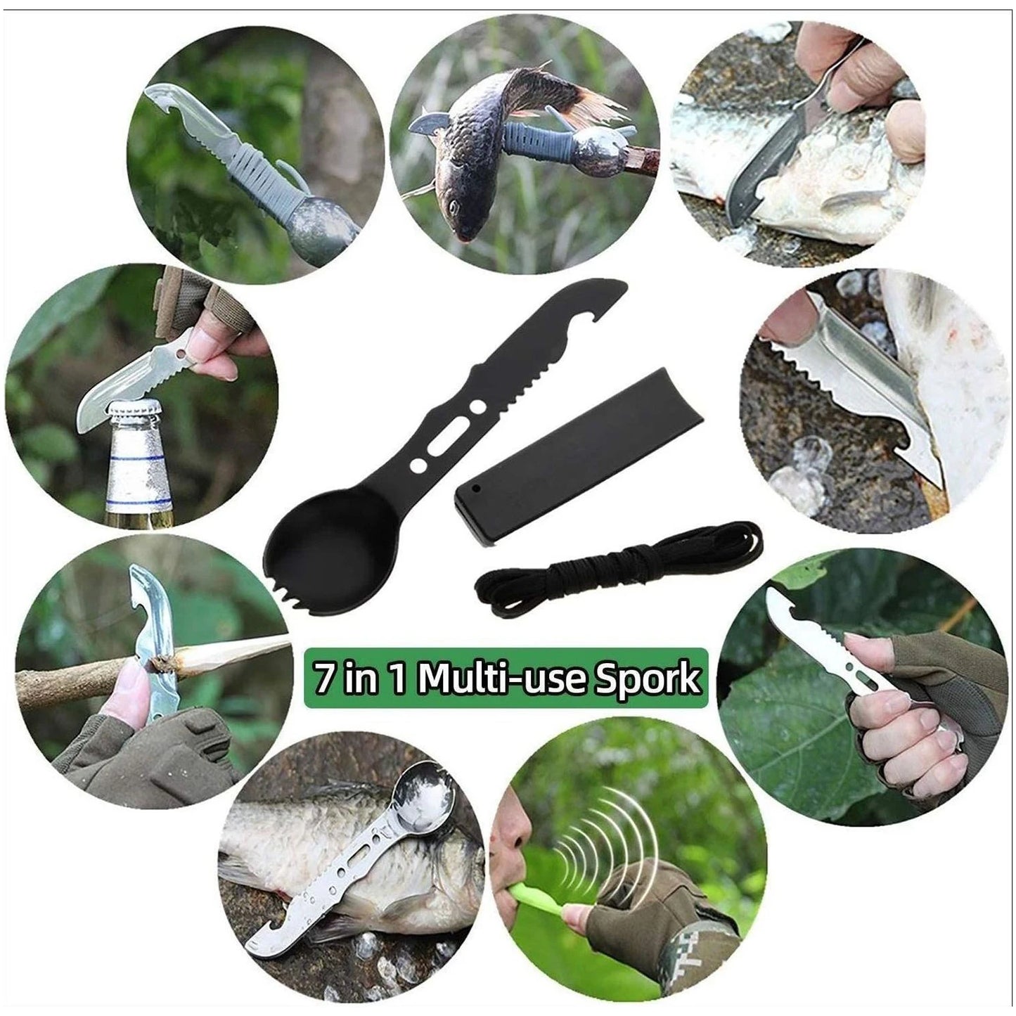 KKMOONDIY 14 Piece Multifunctional Survival Tool Kit