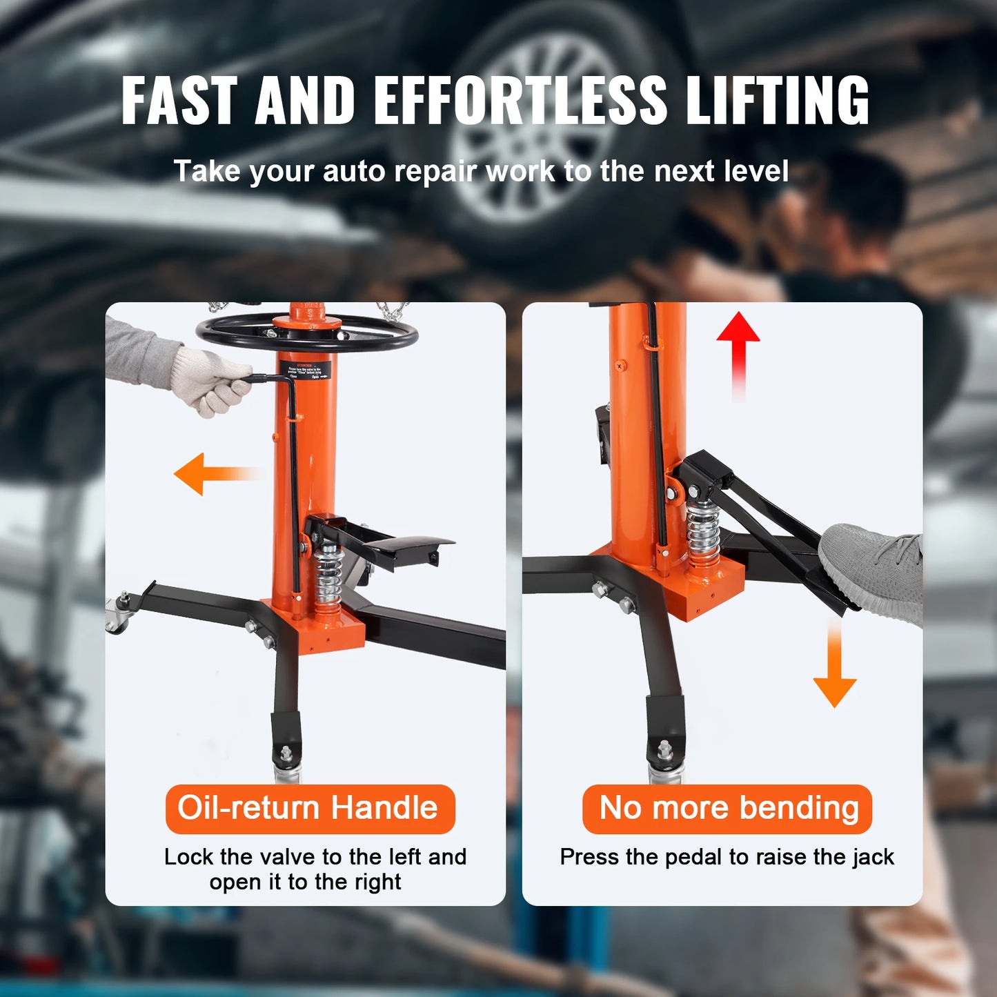SucceBuy Transmission Jack 1322 LBS Hydraulic Telescoping Transmission Jack 32"-67" High Lift Floor Jack Stand Lift Hoist Garage