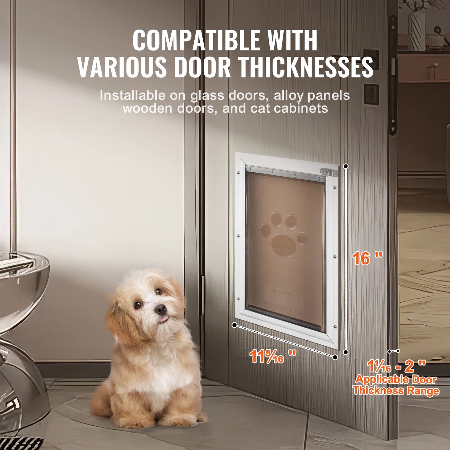SucceBuy Pet Door With Aluminum Frame, Lock, And Flap System