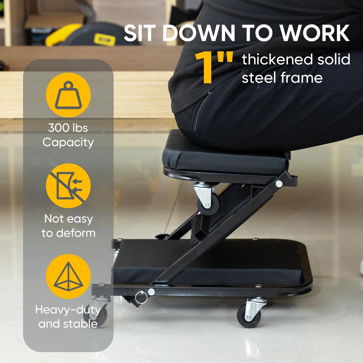 Deli 2 In 1 Z Creeper Seat Folding Mechanic Stool 300 Lb Capacity