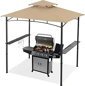 XMSJ Grill Gazebo Shelter With LED Light Outdoor Canopy
