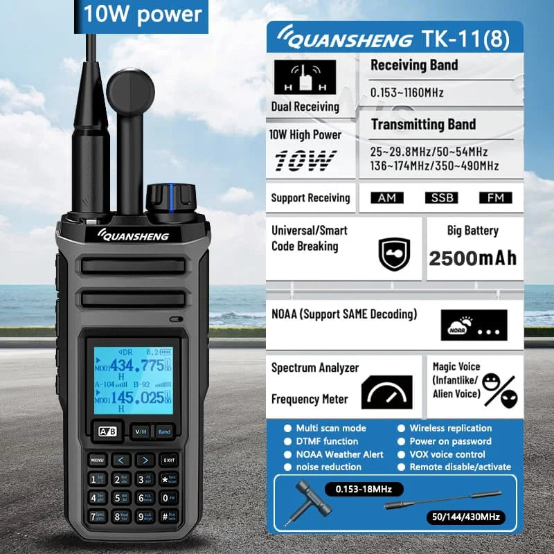 Quan Sheng TK11 Dual Band Transceiver 10W VHF UHF IP55
