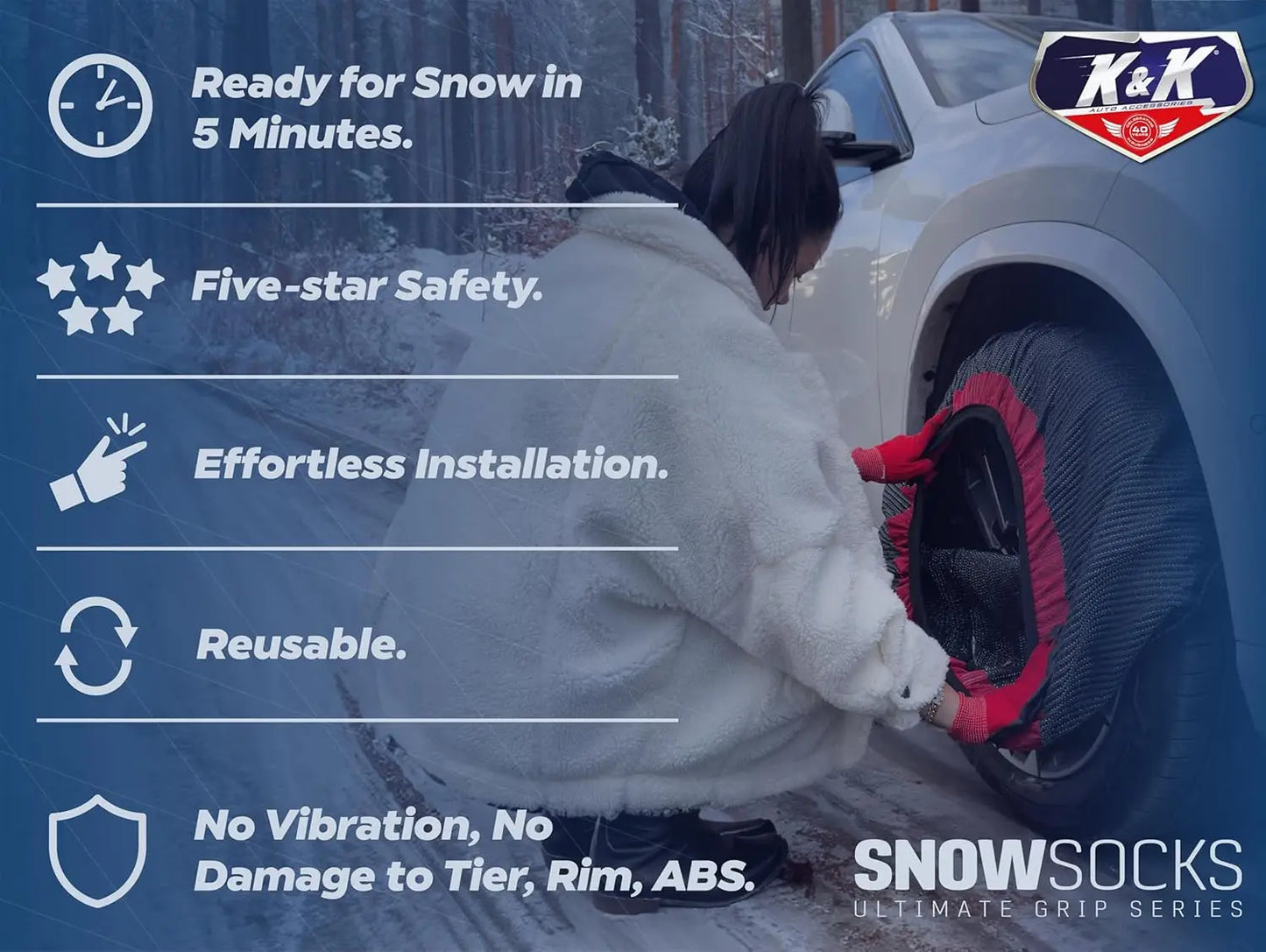 Tire Snow Socks For Winter Grip And Safe SUV Travel