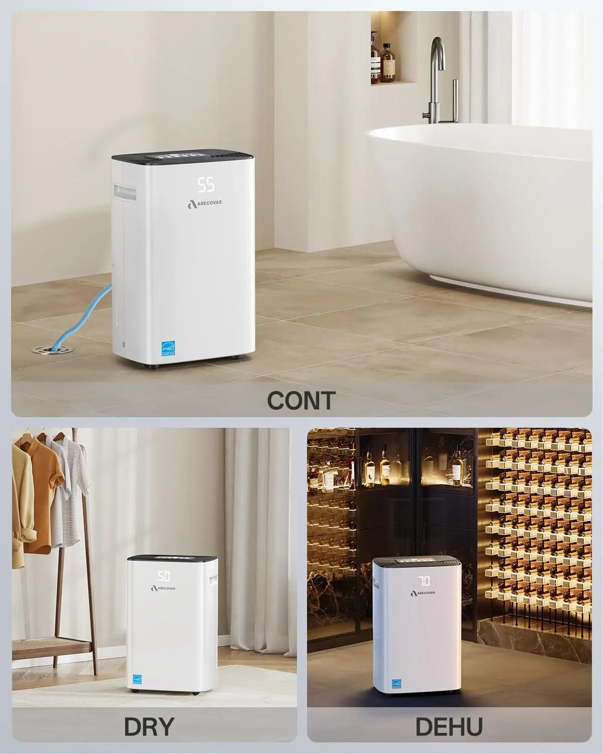 XMSJ Dehumidifier Basements And Large Rooms With Drain