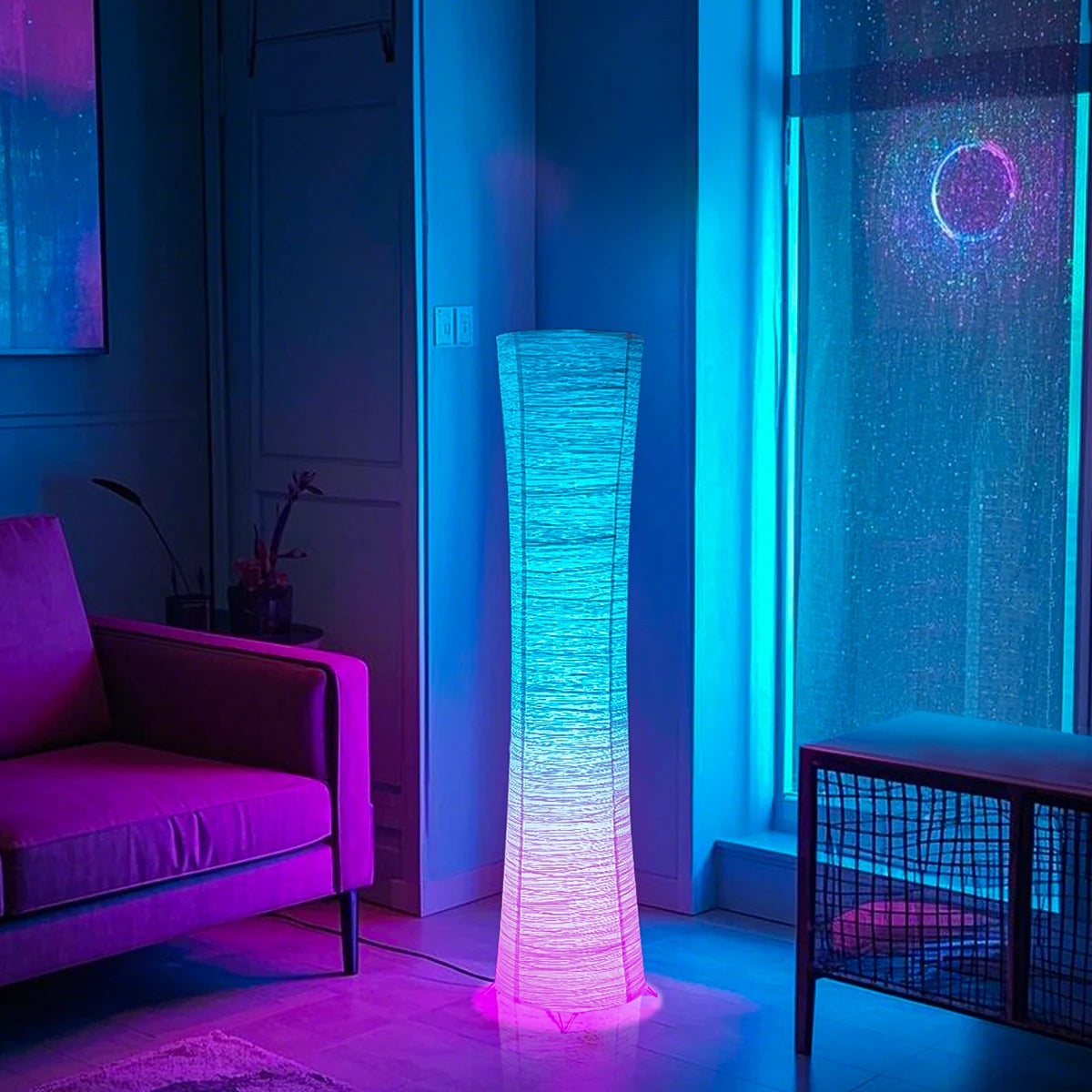 Paper Floor Lamp With RGB Color Changing LEDs And Remote
