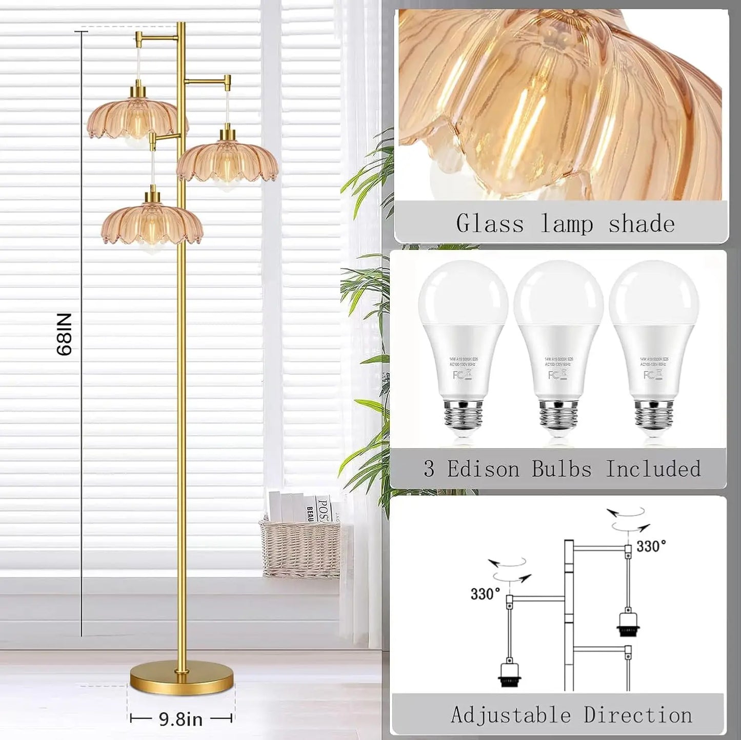 Modern Floor Lamp With Tree Design And Three Lights
