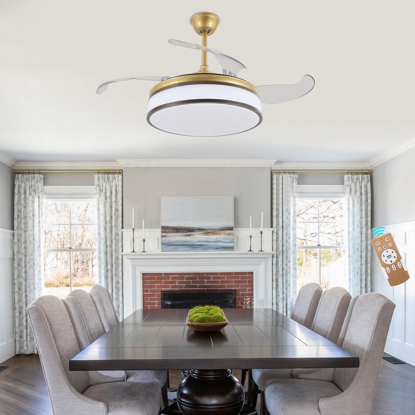 Ceiling Fan Pendant Light With Remote Control For Bedroom Kitchen