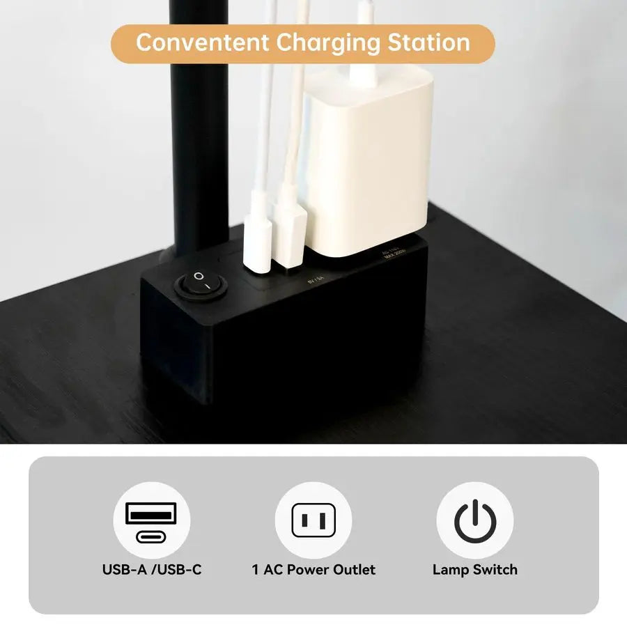 Lamp With Side Table USB Charging And 3 Color Temperatures
