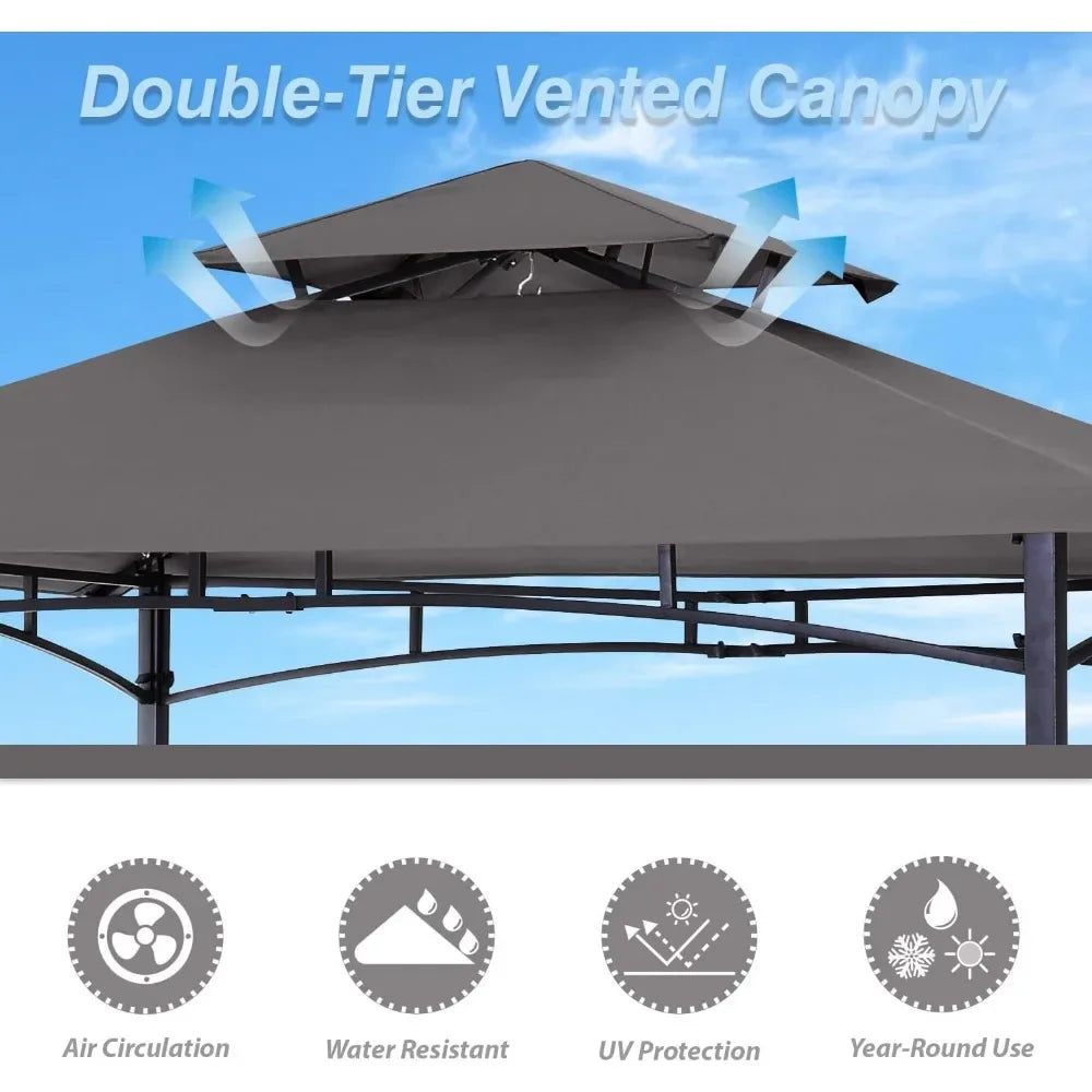 XMSJ Grill Gazebo Shelter With LED Light Outdoor Canopy