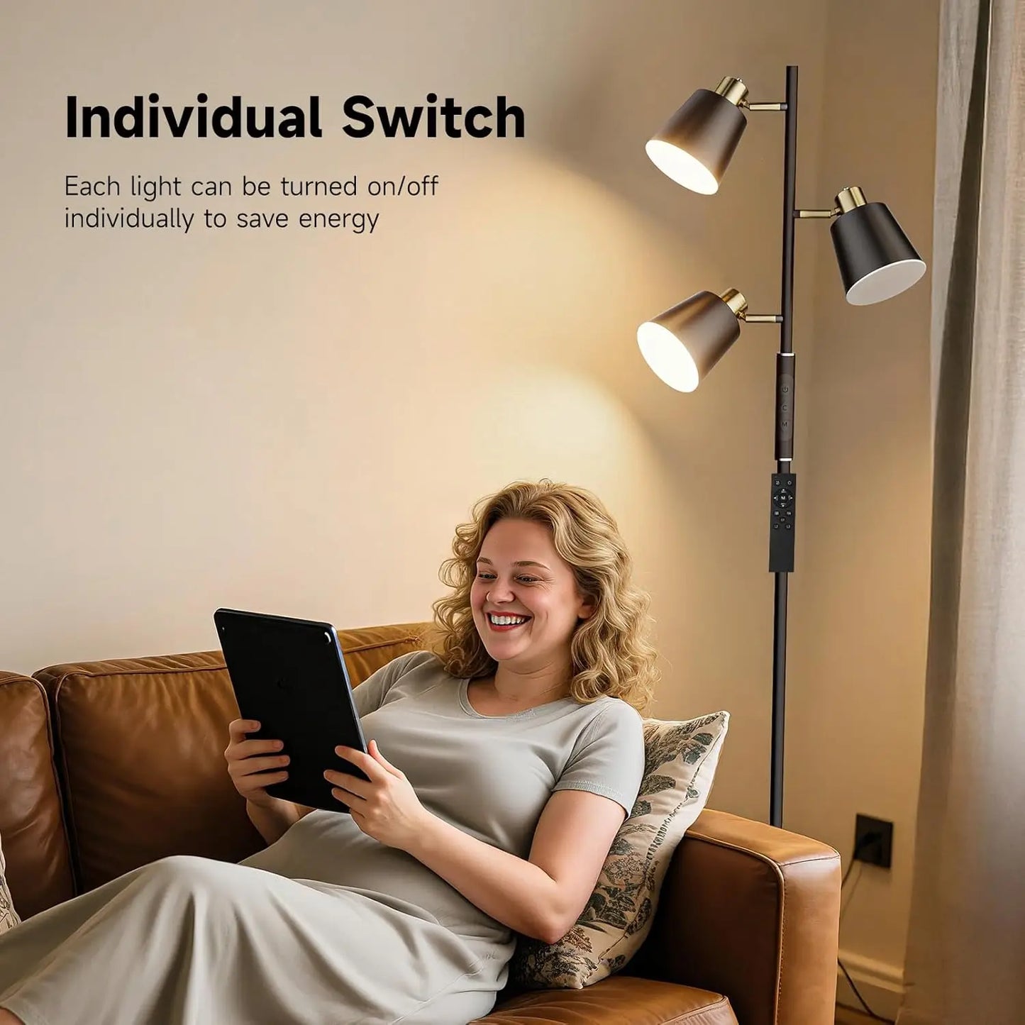 Modern LED Tree Floor Lamp With Remote Touch Control Dimmable