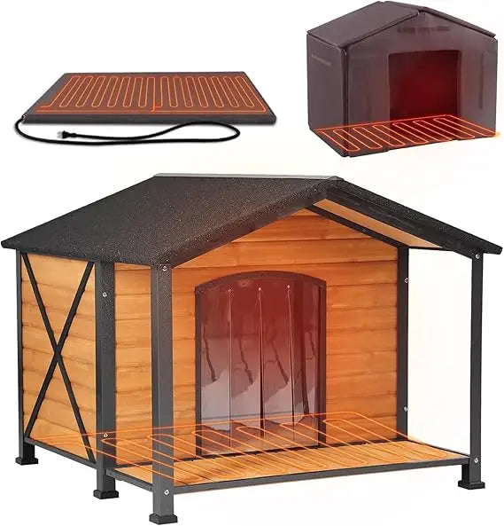 Insulated Heated Weatherproof Outdoor Dog House With Pad And Frame