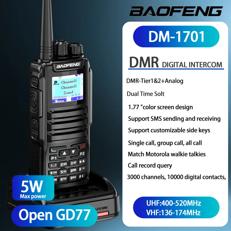 BAOFENG GPS Dual Mode Walkie Talkie DM-1701 Analog And Digital