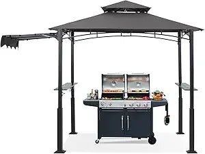 XMSJ Grill Gazebo Shelter With LED Light Outdoor Canopy