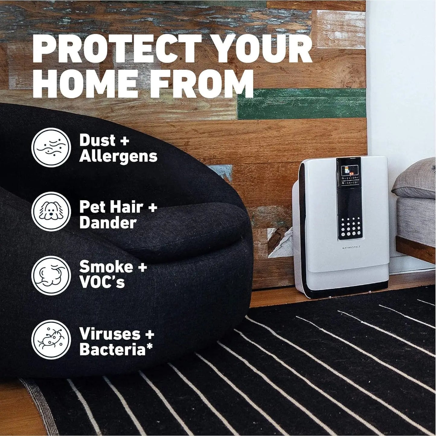 True HEPA Air Purifier for Home, Removes 99.9% of Dust, Smoke, Pet Dander, Odors, VOCs, Covers Up to 700 Sq. Ft