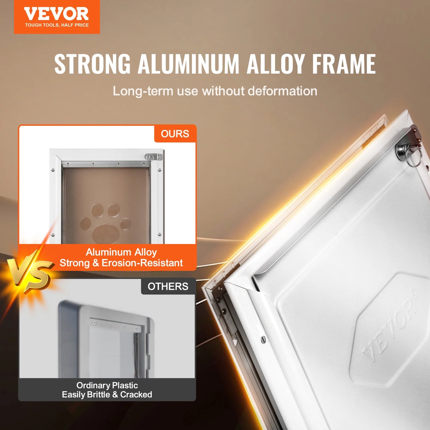 SucceBuy Pet Door With Aluminum Frame, Lock, And Flap System