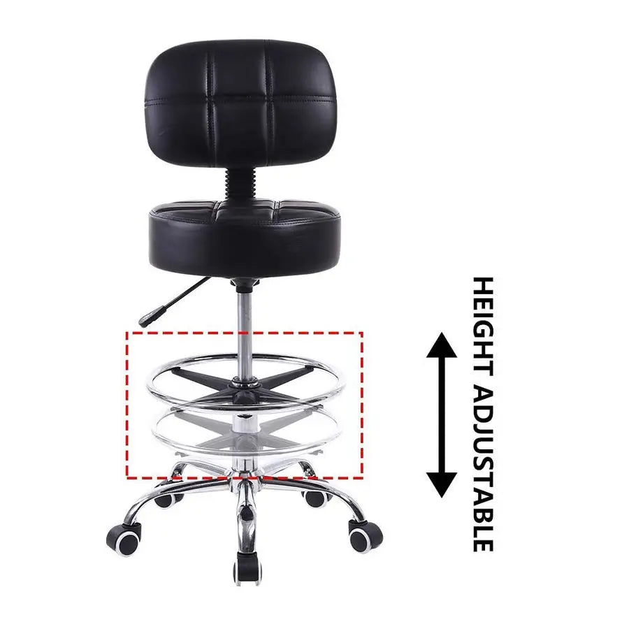 Swivel Round Height Adjustable Drafting Chair With PU Leather Backrest