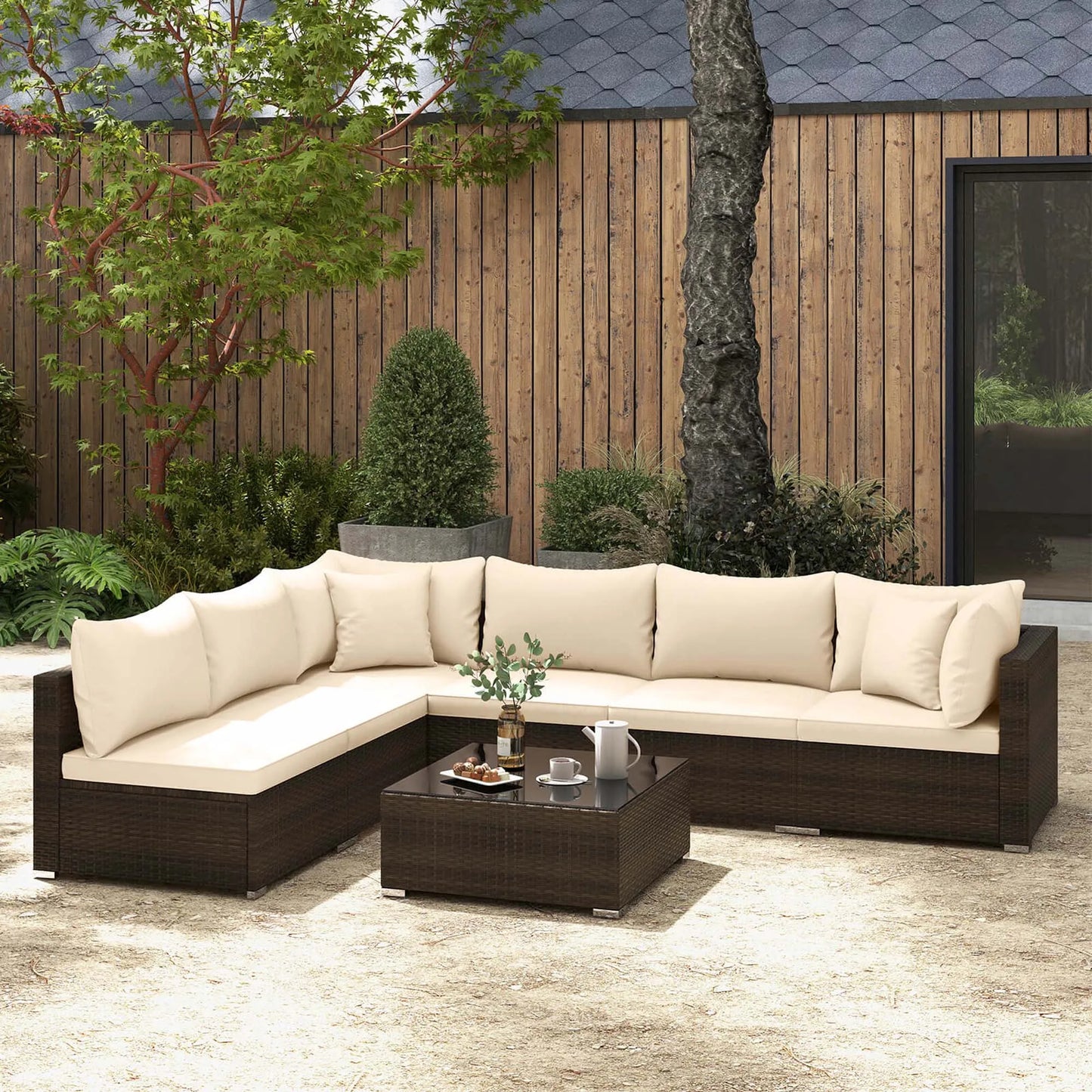 HOMASIS Patio Rattan Furniture Set For Outdoor Living
