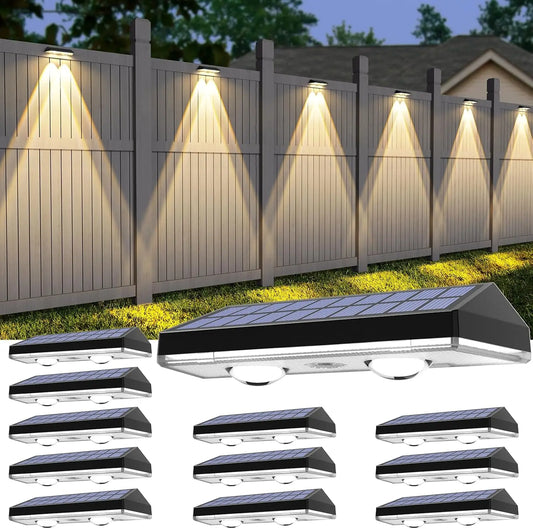 XMSJ Solar Fence Lights RGB and Warm White Dusk To Dawn Outdoor Waterproof
