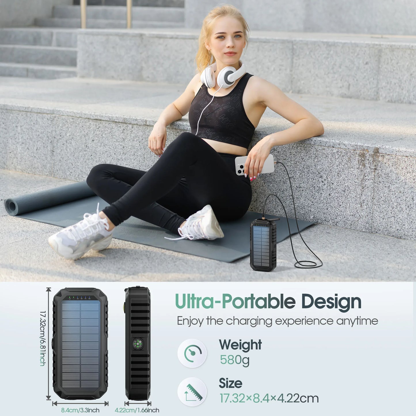 40000mAh Solar Power Bank With Hand Crank And Cables