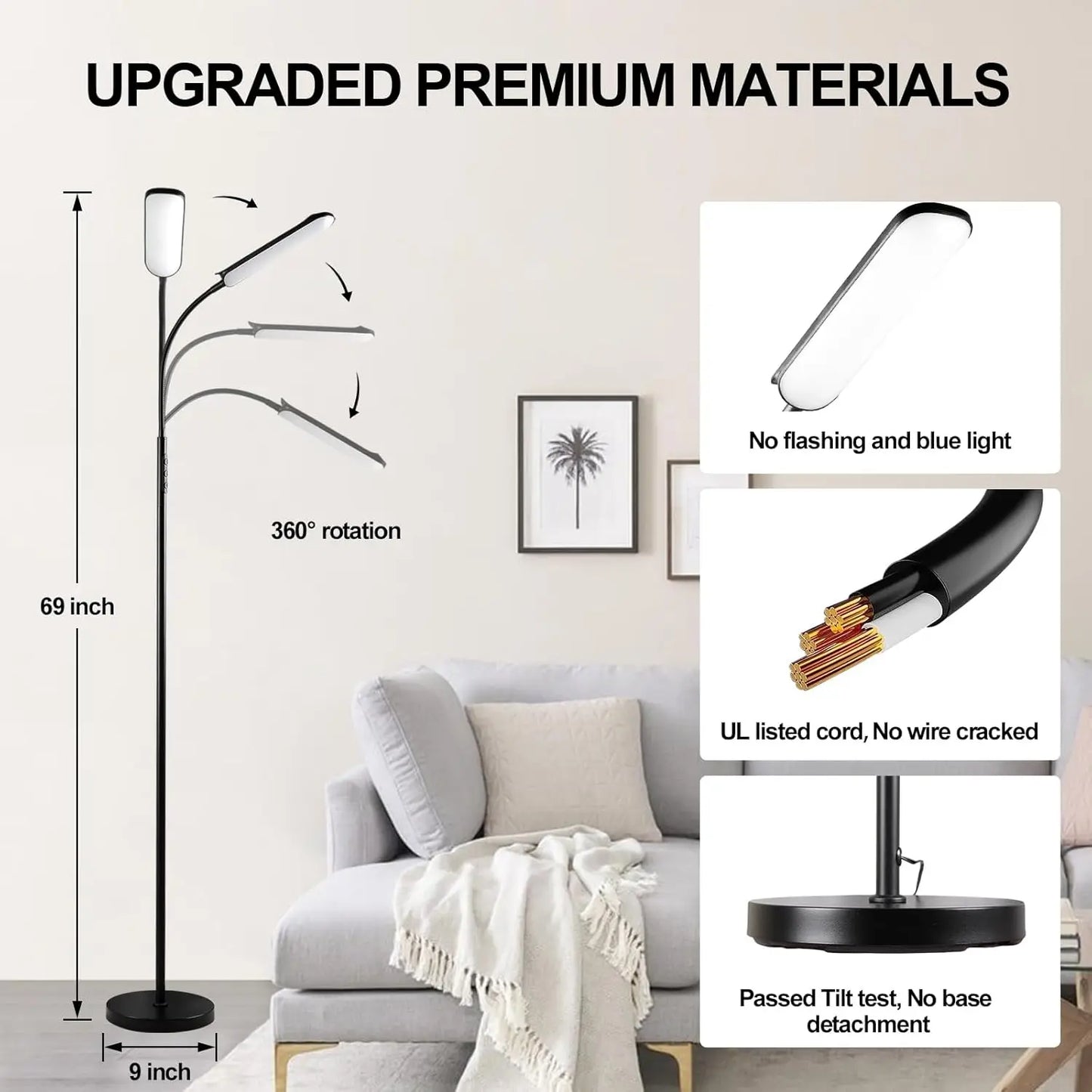 LED Floor Lamp 18W With Remote Dimmable Smart Plug Compatible