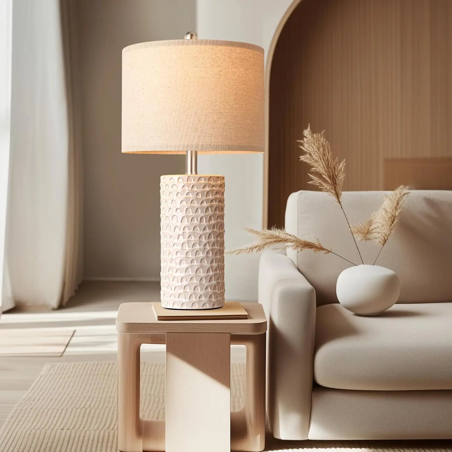 Modern Ceramic Table Lamp Set of 2 for Living Room and Bedroom Decor