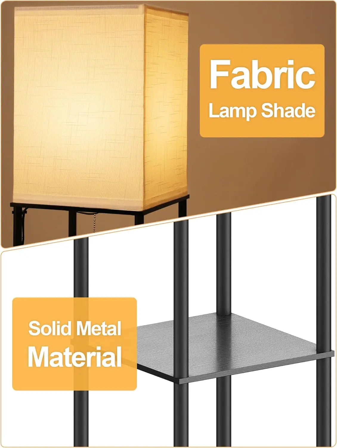 Modern Floor Lamp With Shelves And Led Bulb For Living